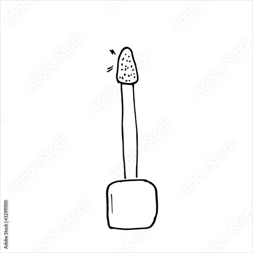 Makeup brush applicator from lipgloss isolated on white background. HAnd drawn simple vector illustration