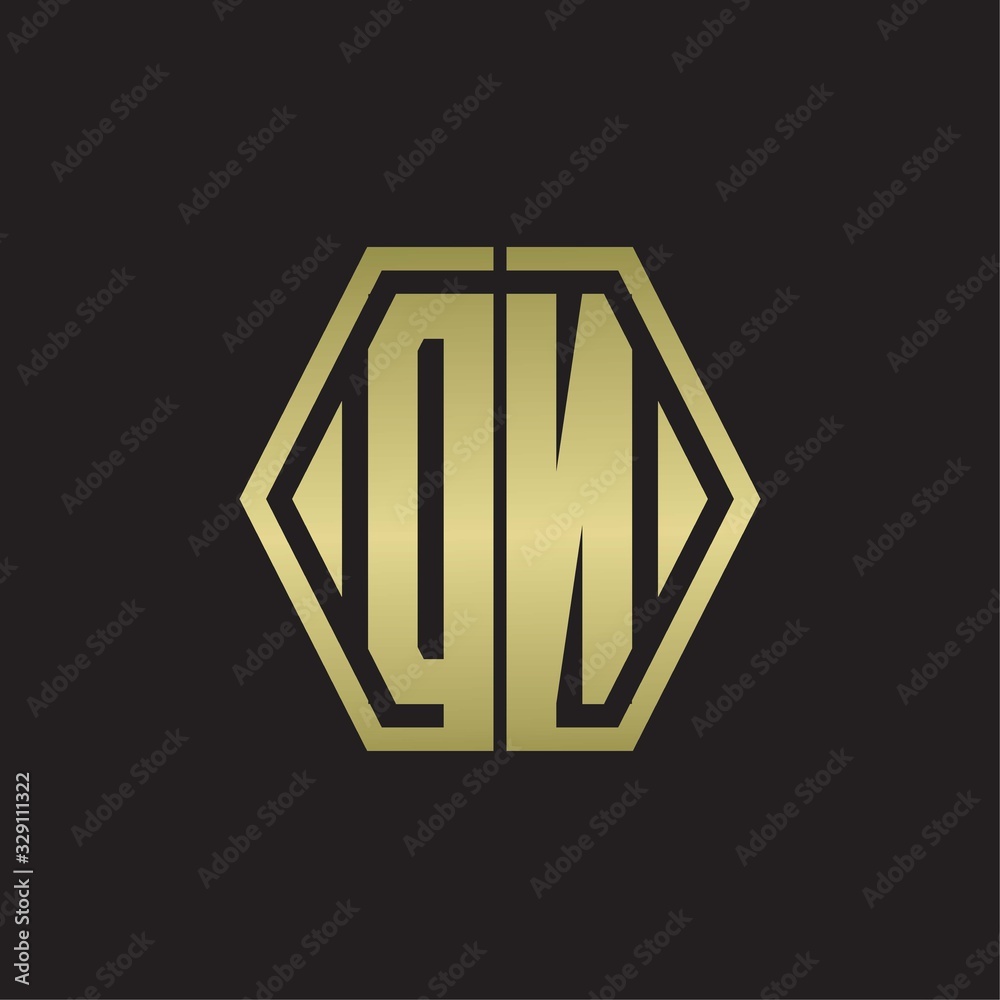 DN Logo monogram with hexagon line rounded design template with gold colors DN Logo monogram with hexagon line rounded design template with gold colors