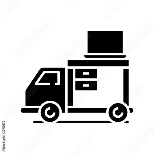 Transportation of furniture black icon, concept illustration, vector flat symbol, glyph sign.