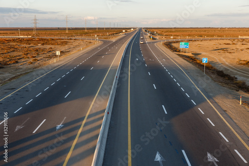 Baku Astara highway in Azerbaijan. M3 highway.