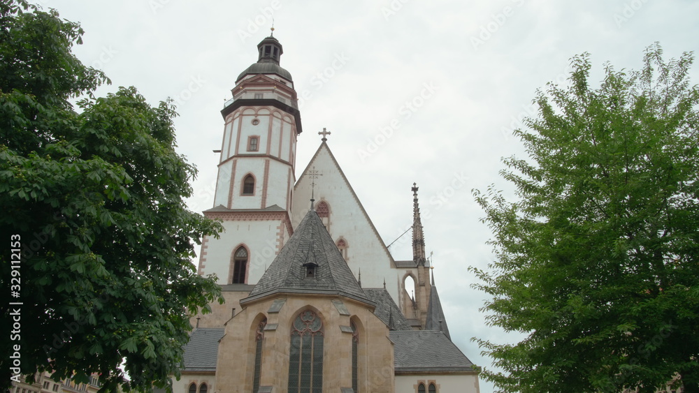 St. Thomas Church (Thomaskirche) in Leipzig, Germany, Europe. Remains of Johann Sebastian Bach are here.