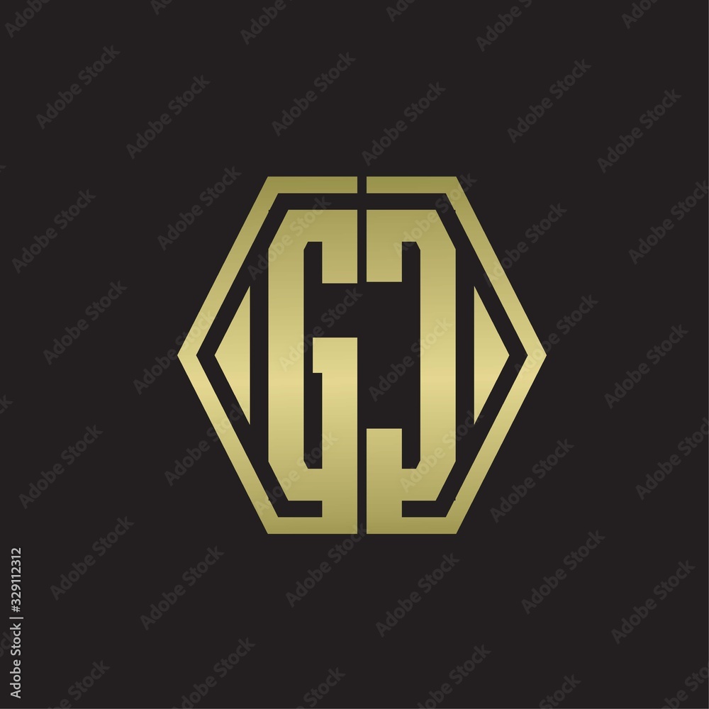 GC Logo monogram with hexagon line rounded design template with gold colors GC Logo monogram with hexagon line rounded design template with gold colors