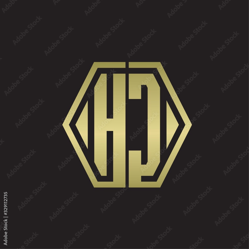 HC Logo monogram with hexagon line rounded design template with gold colors HC Logo monogram with hexagon line rounded design template with gold colors
