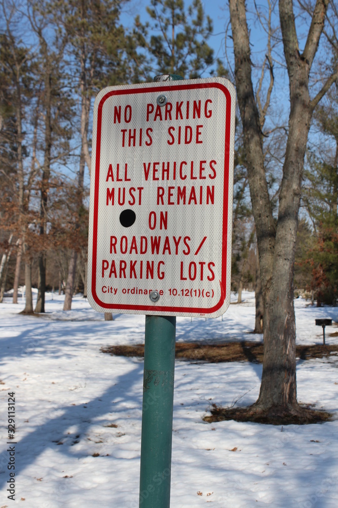 no parking sign in winter