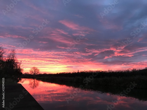 Sunrise at a British canal