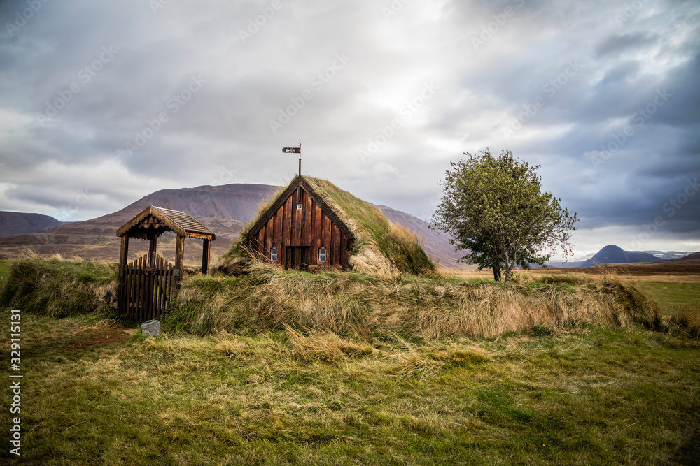 Grafarkirkja turf church in Iceland