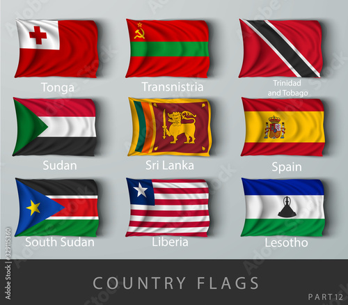 Riveted the country flag wrinkled with shadows