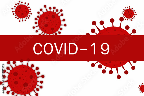 Official name from WHO: COVID-19 on white background , is a new virus that is spreading around the world.