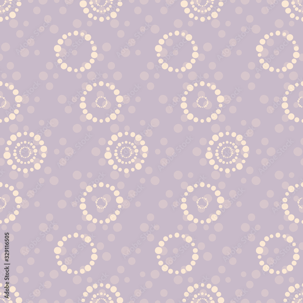 Vector dotted purple circles seamless pattern background