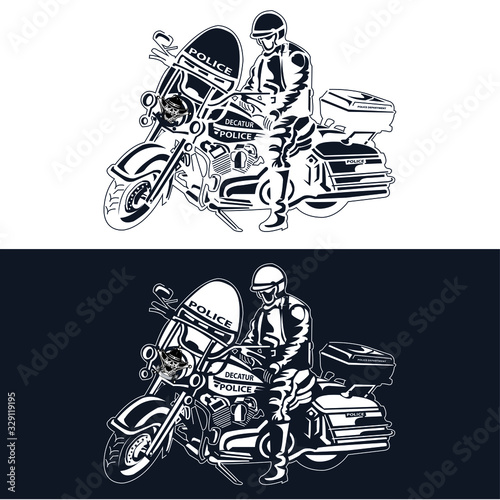 Policeman in bike creative design - VECTOR