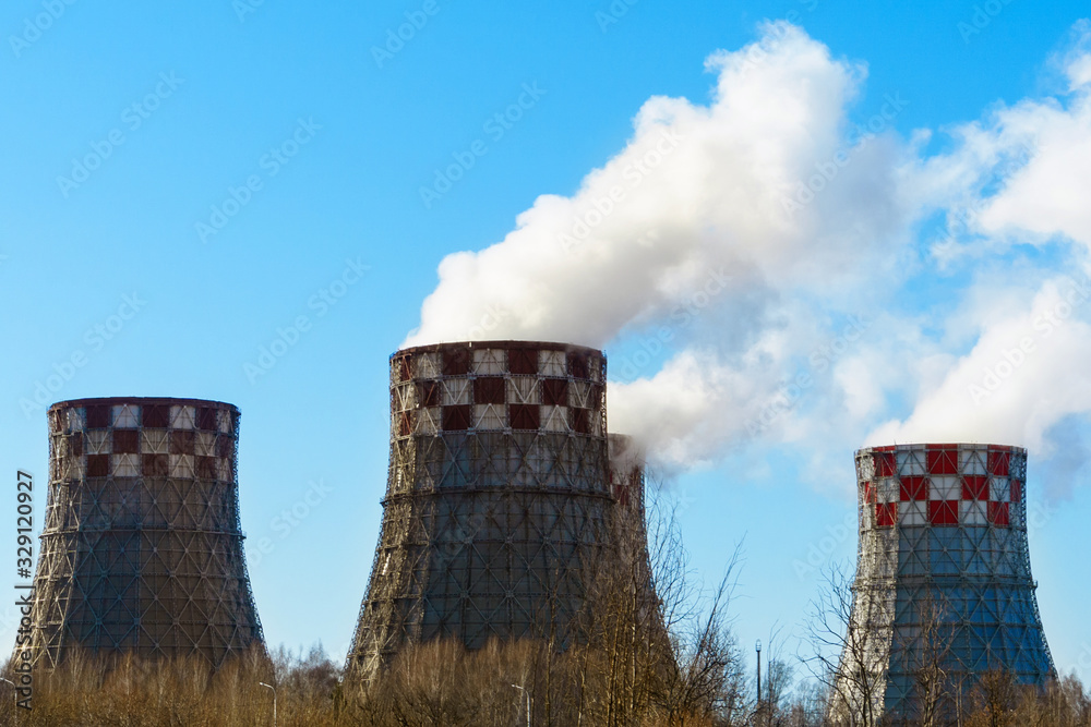 pipes of the heat and power plant are a type of thermal power plant. smoke from pipes, energy production