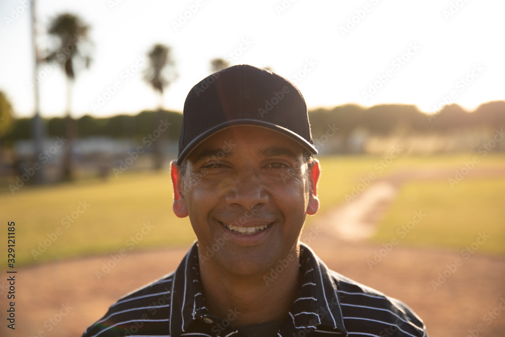 Baseball coach looking at camera Baseball coach looking at camera