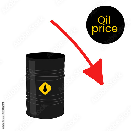 vector crude oil price financial chart. red arrow shows oil prices up and down trade trend. energy market flat background