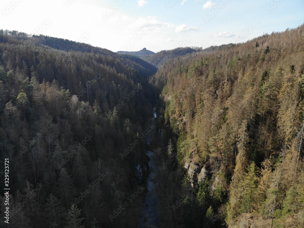 Obraz premium Aerial view of National Park Bohemian Switzerland, Hrensko