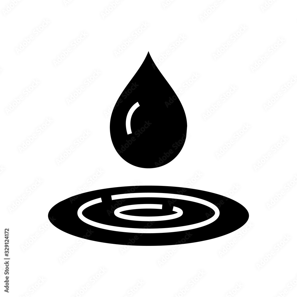 Water drop black icon, concept illustration, vector flat symbol, glyph sign. Water drop black icon, concept illustration, vector flat symbol, glyph sign.