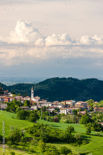 landscape with village Vernasca, Italy photo