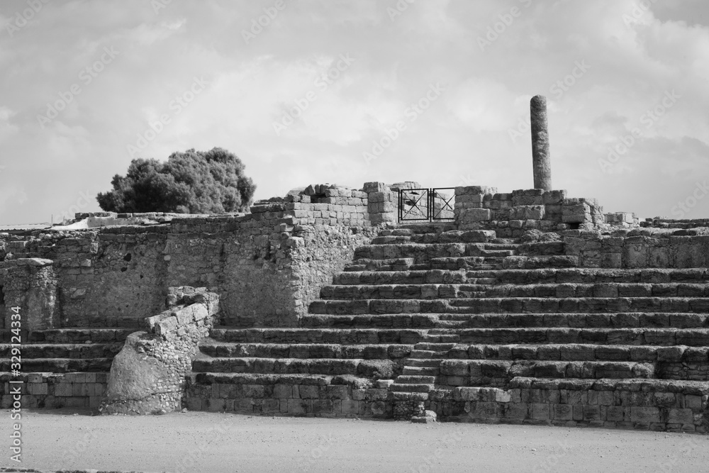 Roman Ruins in Israel in Black and white Roman Ruins in Israel in Black and white