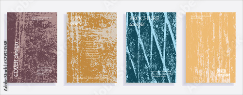 Minimalistic cover design templates. Set of layouts for covers of books, albums, notebooks, reports, magazines. Vintage texture gradient effect, flat modern abstract design. Grunge mock-up texture