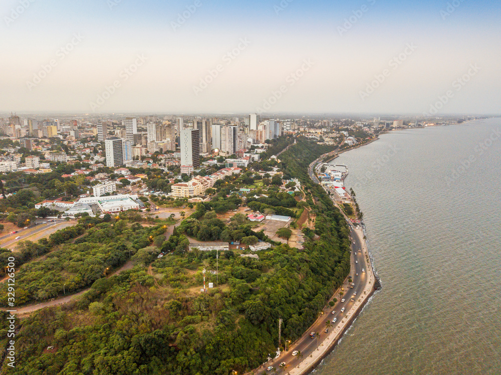 Fototapeta premium Aerial view of beautiful coast of Maputo, Costa do Sol, Mozambique