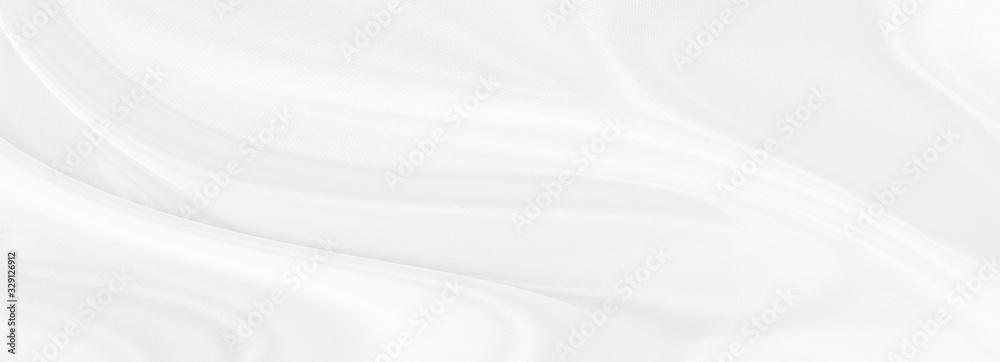 White gray satin texture that is white silver fabric silk panorama background with beautiful soft blur pattern natural.