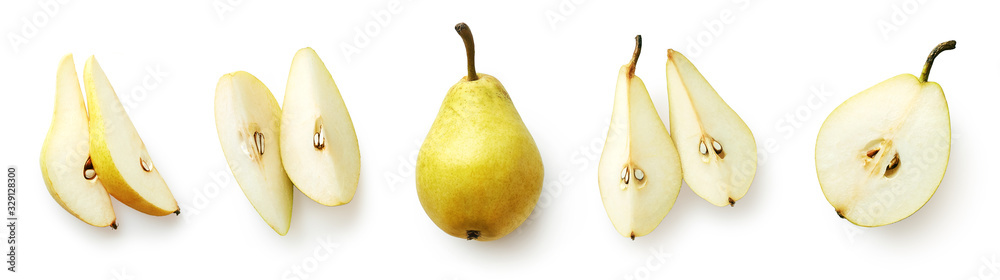 Set of fresh pear isolated on white background Set of fresh pear isolated on white background