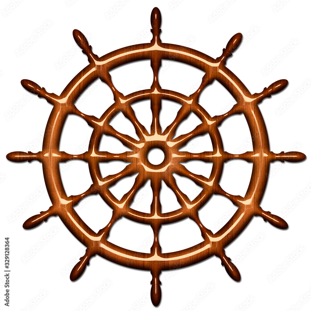 isolated illustrationthe steering Wheel of a ship, ship or yacht is a