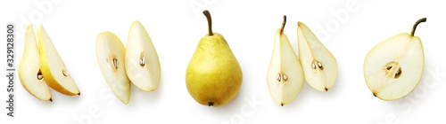Fotografie, Obraz Set of fresh pear isolated on white background