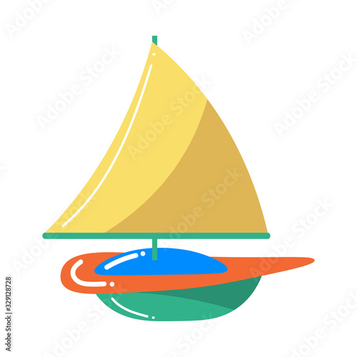 Cute colorful yacht toy for children. Vector illustration isolated on white background