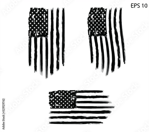 Distressed american flag, usa flag set , eps 10. Only commercial use