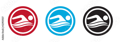 Swim logo or Swimming championship flat icon