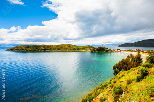 Beautiful coast of Island of Sun  Isla del Sol  on Titicaca lake  Bolivia