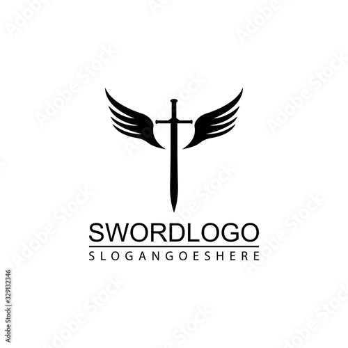 Sword Winged Logo Vector Template Design