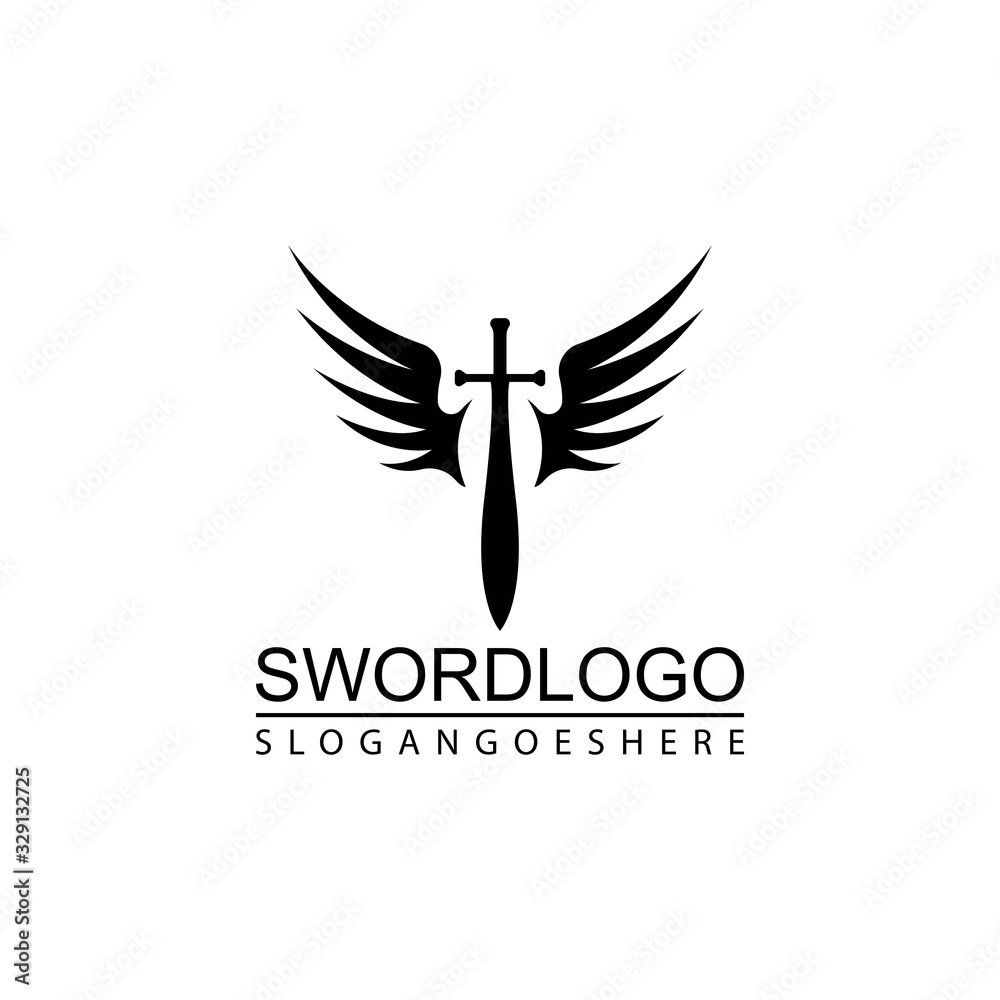 Sword Winged Logo Vector Template Design Sword Winged Logo Vector Template Design