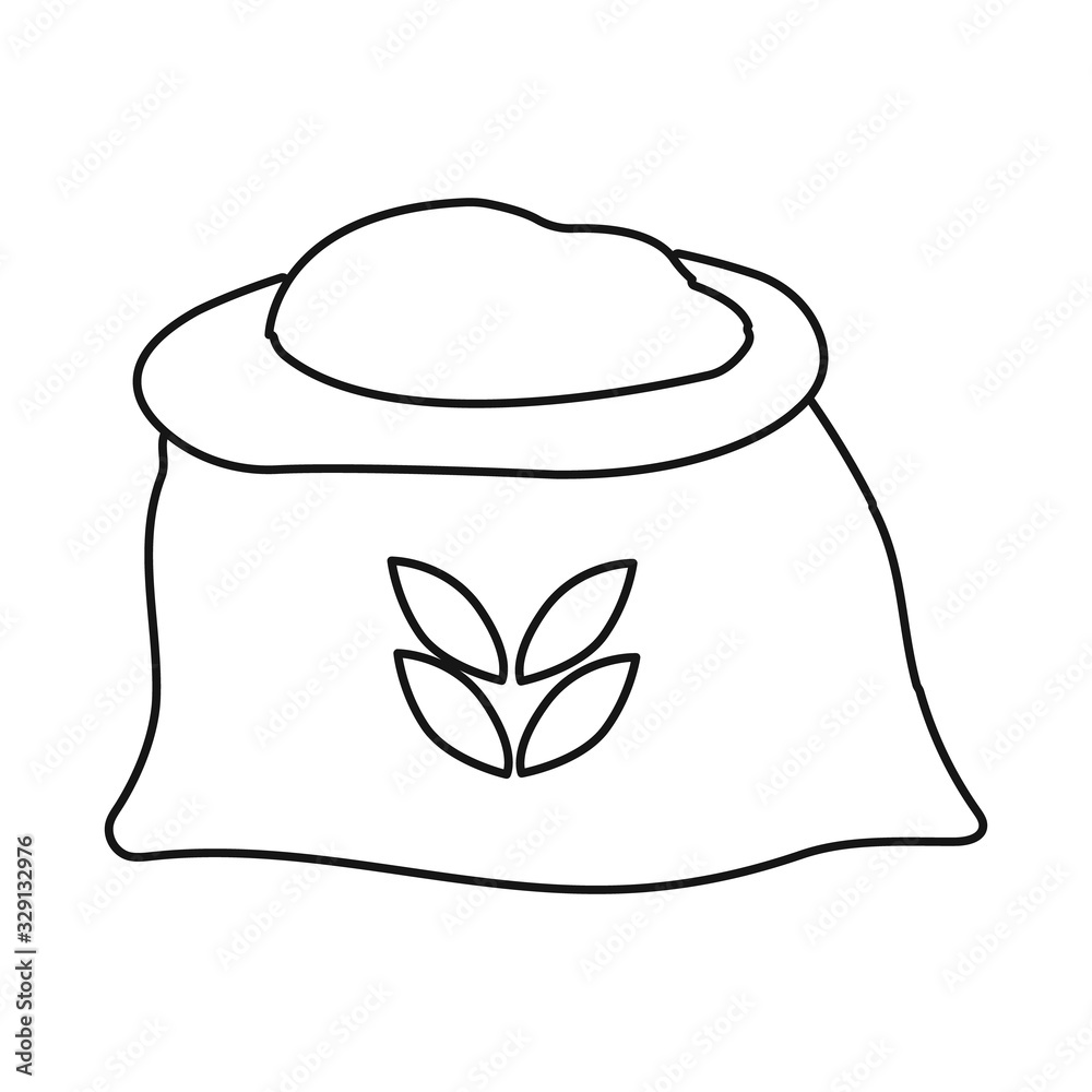 Vector illustration of bag and flour symbol. Collection of bag and wheat stock vector illustration. Vector illustration of bag and flour symbol. Collection of bag and wheat stock vector illustration.