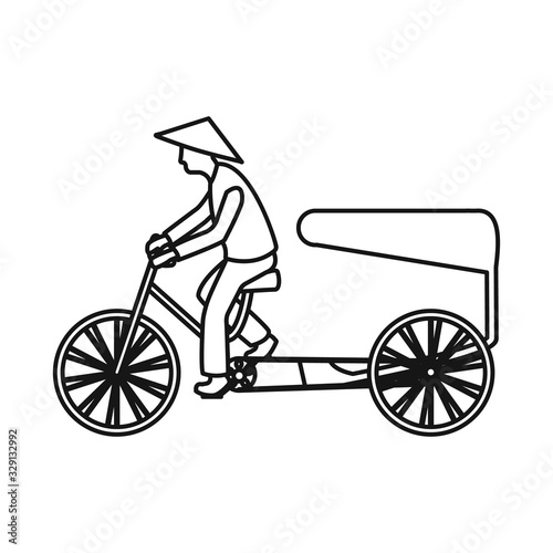 Vector illustration of bike and transport symbol. Set of bike and bicycle stock vector illustration.