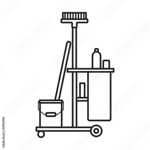 Cleaning of trolley vector icon.Outline vector icon isolated on white background cleaning trolley.