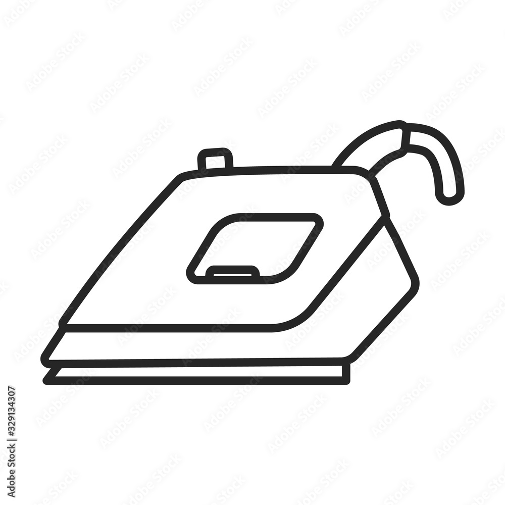 Steam iron for home clothes vector Outline icon.Outline illustration of laundry appliance and hot steam iron.