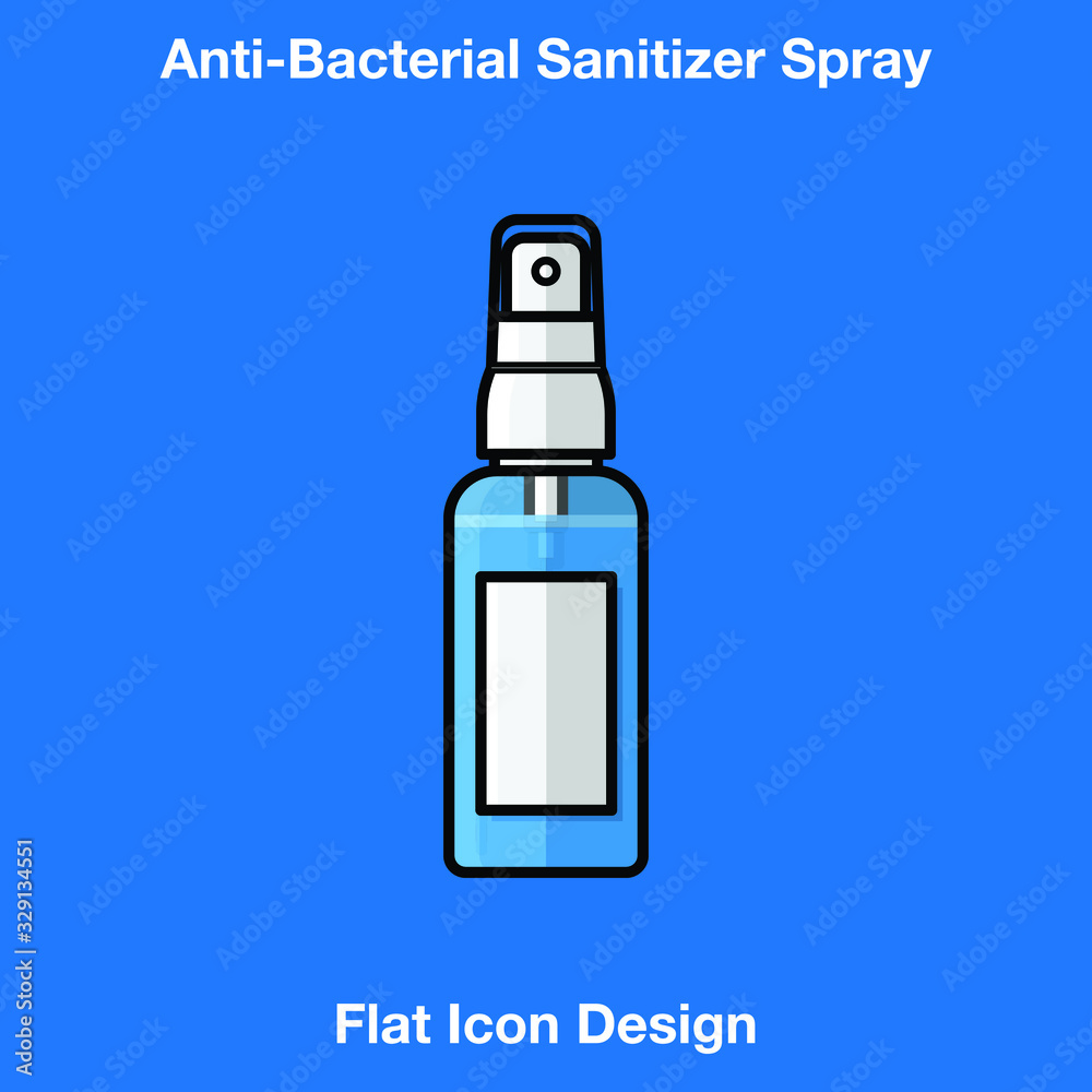 Anti-Bacterial Sanitizer Spray, Hand Sanitizer Dispenser, infection control concept. Sanitizer to prevent colds, virus, Coronavirus, flu. Spray bottle. Flat icon design Anti-Bacterial Sanitizer Spray, Hand Sanitizer Dispenser, infection control concept. Sanitizer to prevent colds, virus, Coronavirus, flu. Spray bottle. Flat icon design