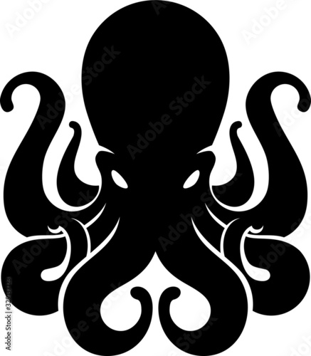 Silhouette of an octopus on light background photo