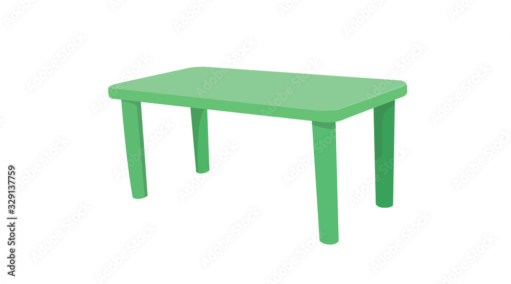 Vector Isolated Illustration of a Green Plastic Table Vector Isolated Illustration of a Green Plastic Table