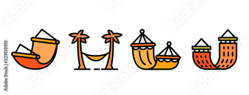 Hammock icons set. Outline set of hammock vector icons for web design isolated on white background