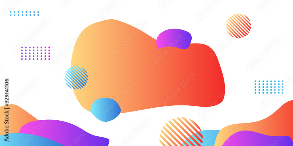 Modern liquid abstract element shape memphis style design fluid vector colorful illustration set. Banner simple shape template for presentation, flyer, brochure isolated on white background