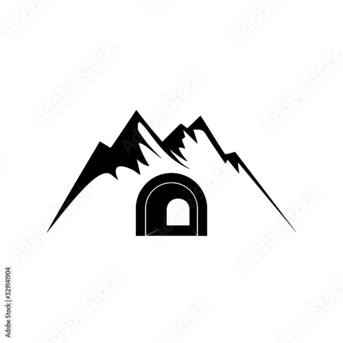 Mountain tunnel flat icon isolated on white background