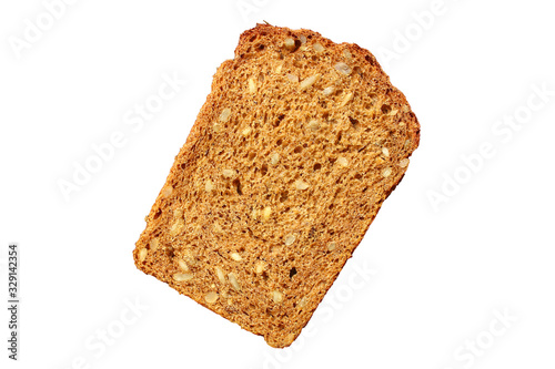 black rye bread with useful additives and seeds (bakery slices) menu concept background. top view. copy space for text