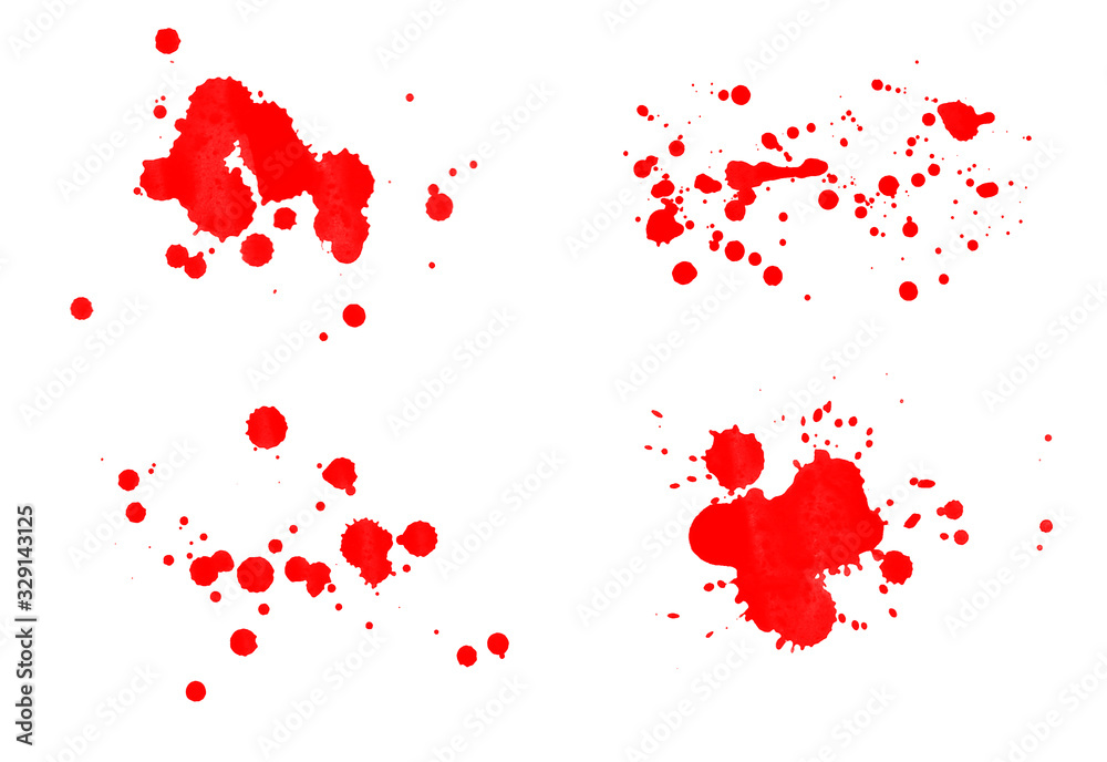 Obraz premium Beautiful red watercolor drops isolated on white