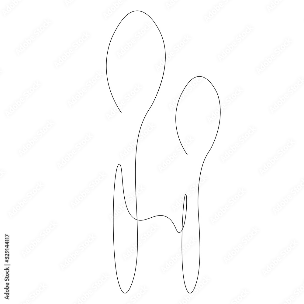 Spoons line drawing silhouette vector illustration