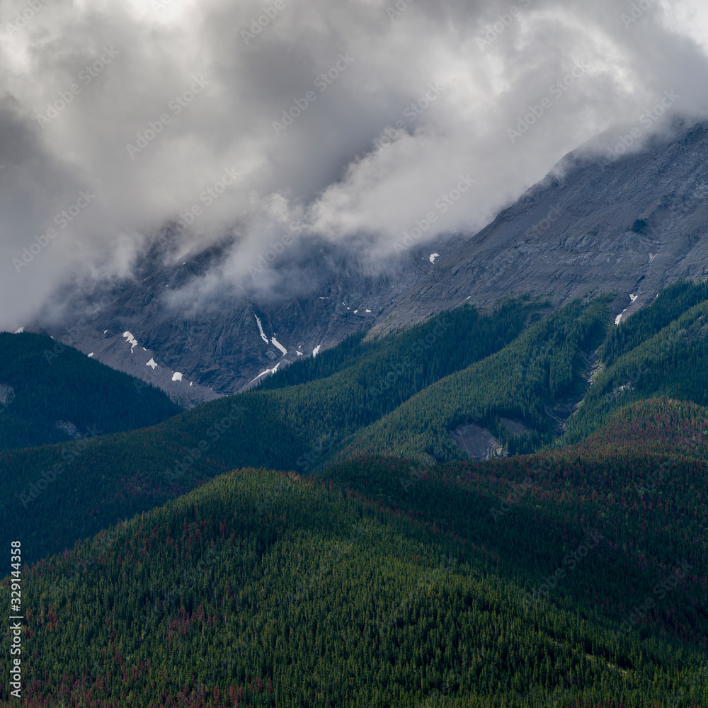 Scenic view of mountain range, Yellowhead Highway, Icefields Parkway, Jasper National Park, Alberta, Canada Scenic view of mountain range, Yellowhead Highway, Icefields Parkway, Jasper National Park, Alberta, Canada
