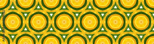 African seamless pattern with geometric ornament. Yellow and green shapes in moorish style. Traditional Islam illustration. Oriental arabic drawing  for site backgrounds, wrapping paper and decor.