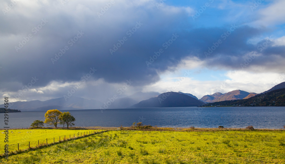 Dark clouds over Loch Linnhe, Scottish Highlands