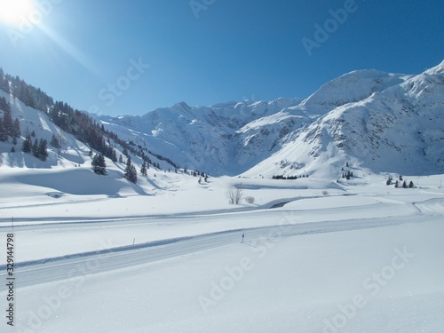 beautiful sunny skitouring day in austrian alps